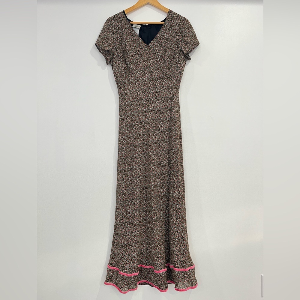 Laura Ashley Vintage Floral V Neck Short Sleeve Dress 10